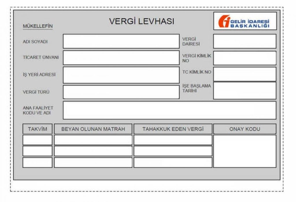 Vergi Levhası Çeviri